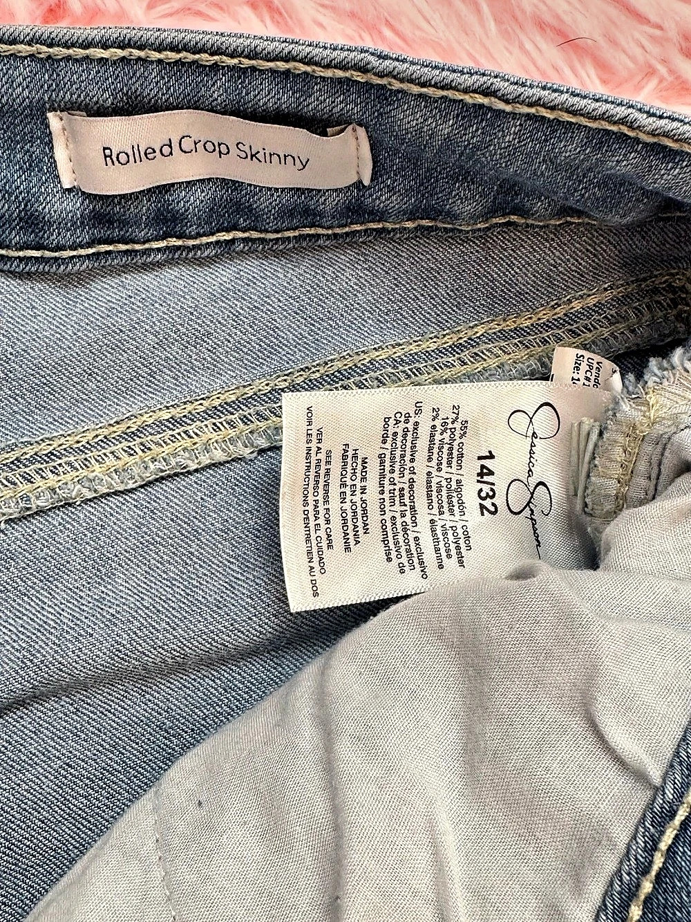 Jessica Simpson Rolled Crop Skinny Jeans Blue Waist 14/32 - Picture 5 of 5